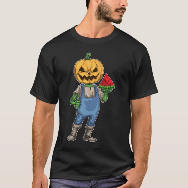 Jack O Lantern Halloween Watermelon T-Shirt (Front)