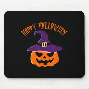 Jack o lantern halloween witch hat mouse pad