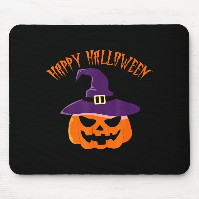 Jack o lantern halloween witch hat  mouse pad (Front)