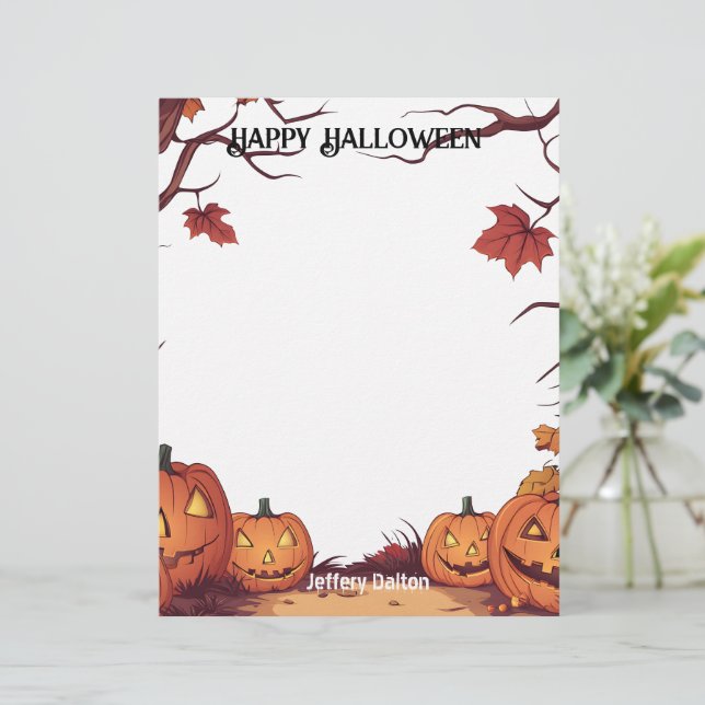 Jack O Lantern Happy Halloween Letterhead (Standing Front)