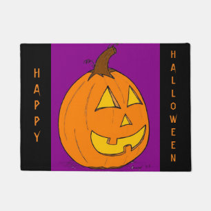 Jack o' Lantern "Happy Halloween" Seasonal Doormat