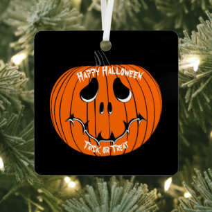 Jack O' Lantern Happy Halloween Trick or Treat  Metal Ornament