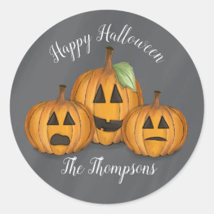 Jack O Lantern in Pumpkin Patch Classic Round Sticker