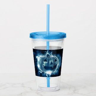 jack-o-lantern in the rain acrylic tumbler