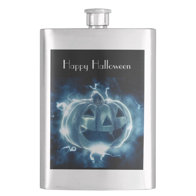  jack-o-lantern in the rain hip flask (Front)