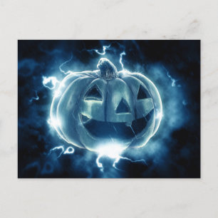 jack-o-lantern in the rain postcard