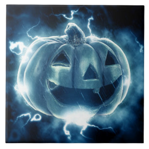 jack-o-lantern in the rain tile