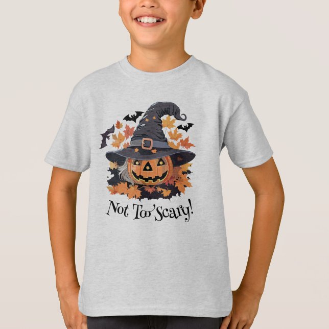 Jack-o-Lantern in Witch Hat Halloween T-Shirt (Front)