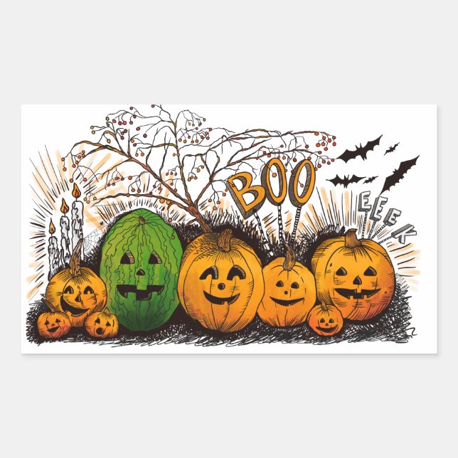 Jack-O-Lantern Line Up Sticker (Front)