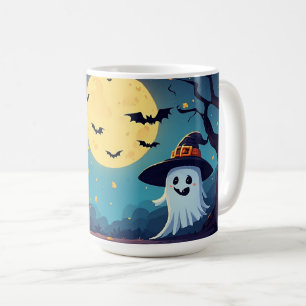Jack O Lantern Night With Ghost 🎃 Coffee Mug
