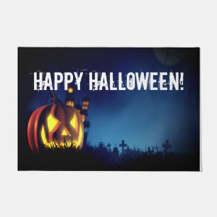 Jack-O-Lantern on Halloween Night Doormat
