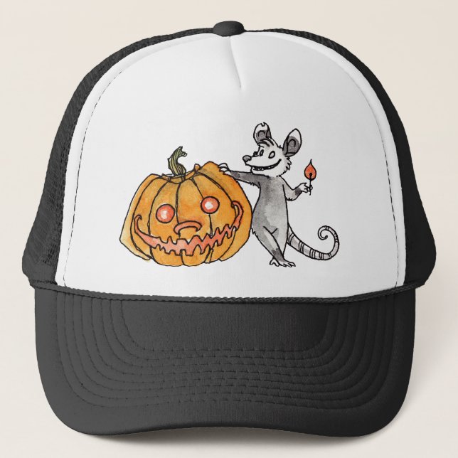 Jack-o-Lantern Opossum Hat (Front)