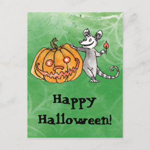 Jack-o-Lantern Opossum Postcard