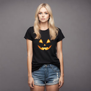 Jack O Lantern Orange and Black Halloween Women's T-Shirt