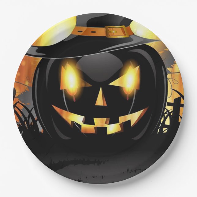 Jack-o-Lantern Paper Plate (Front)