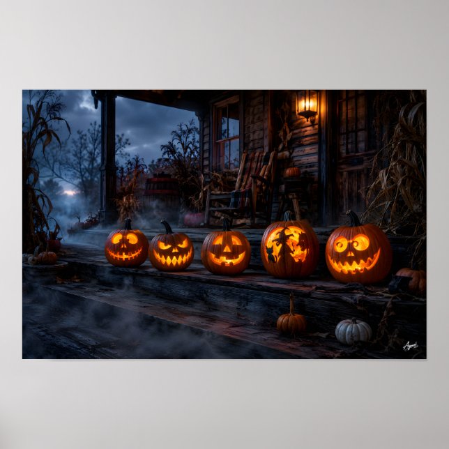 Jack-o'-Lantern Porch Row Poster (Front)