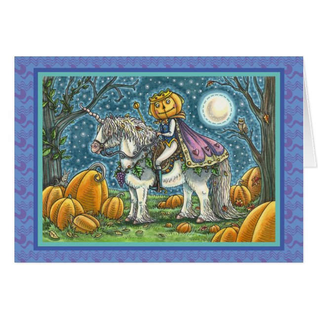 JACK O LANTERN PRINCE ON HIS MAGIC UNICORN, CARD (Front Horizontal)