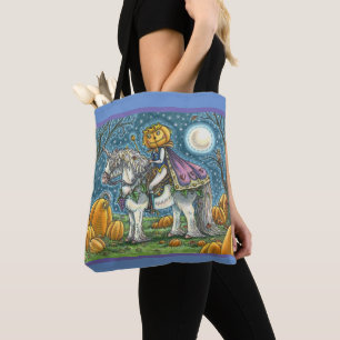 JACK O LANTERN PRINCE ON HIS MAGIC UNICORN PONY TOTE BAG