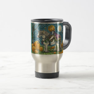 JACK O LANTERN PRINCE ON HIS MAGIC UNICORN PONY TRAVEL MUG