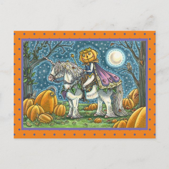 JACK O LANTERN PRINCE ON HIS MAGIC UNICORN POSTCARD (Front)