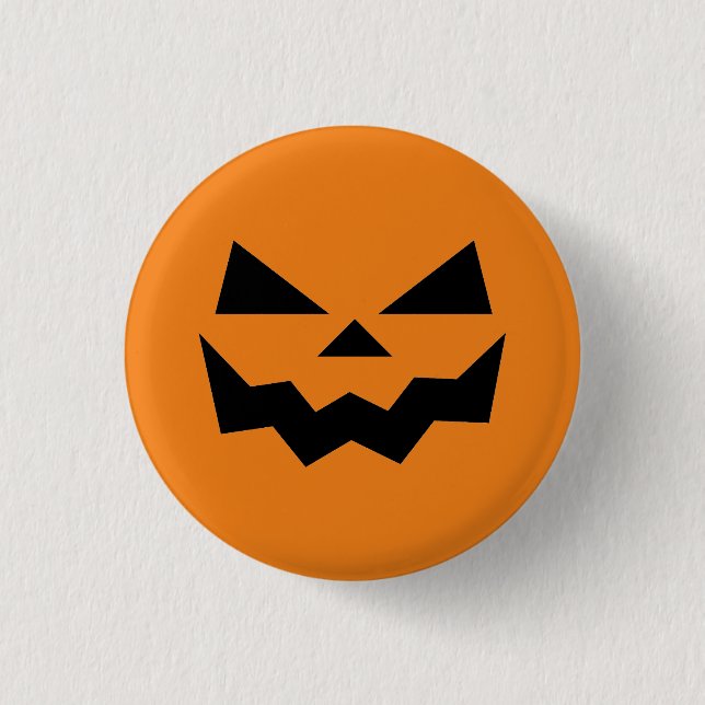 Jack-o-lantern pumpkin face  1 inch round button (Front)
