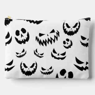 Jack O Lantern Pumpkin Face Black and White Accessory Pouch