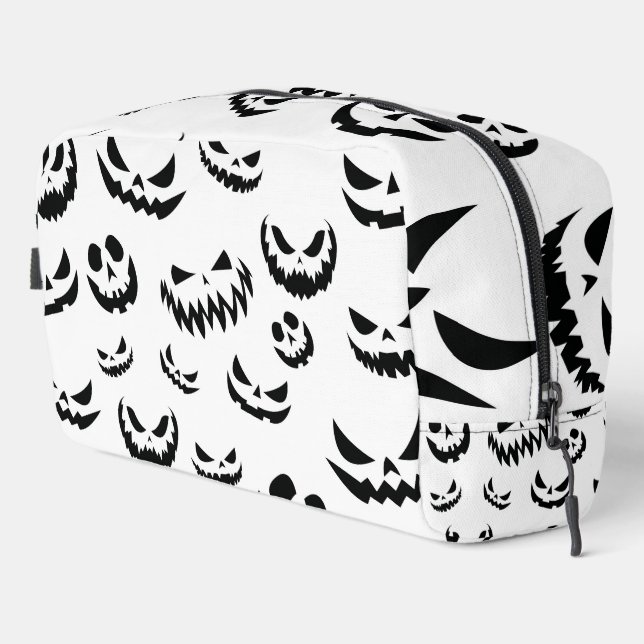 Jack O Lantern Pumpkin Face Black and White Dopp Kit (Right Corner)