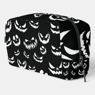 Jack O Lantern Pumpkin Face Black and White Dopp Kit