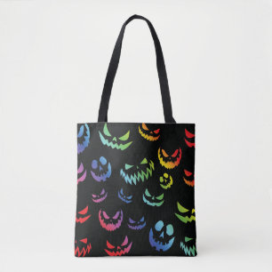 Jack O Lantern Pumpkin Face Black and White Tote Bag