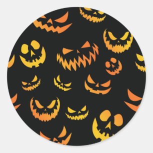 Jack O Lantern Pumpkin Face Classic Round Sticker