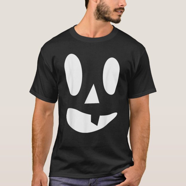 Jack O Lantern Pumpkin Face Funny Halloween Costum T-Shirt (Front)