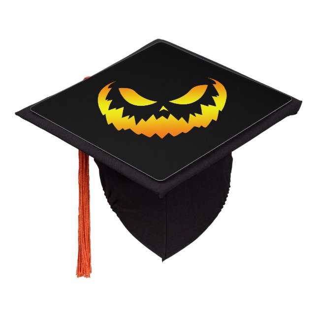Jack O Lantern Pumpkin Face Gradient Graduation Cap Topper (Angled)
