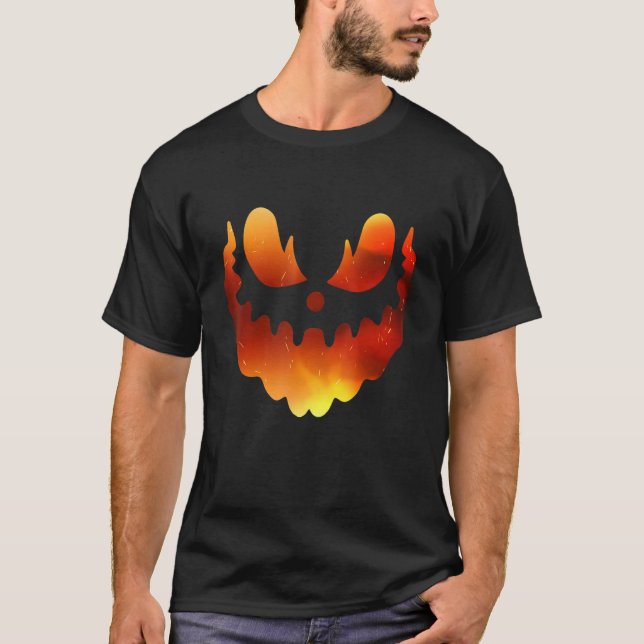 Jack O Lantern Pumpkin Face Halloween Costume T-Shirt (Front)