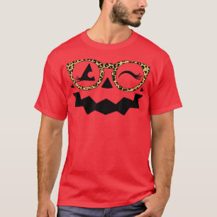 Jack O Lantern Pumpkin Face Halloween Kid Leopard T-Shirt