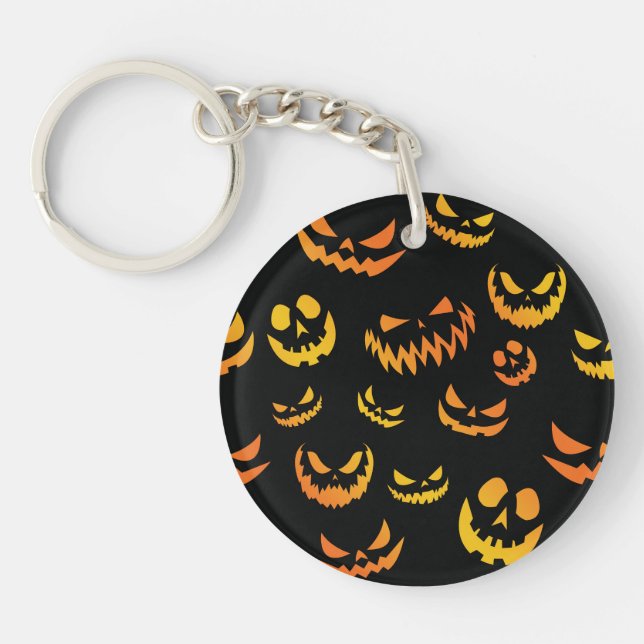 Jack O Lantern Pumpkin Face Keychain (Front)