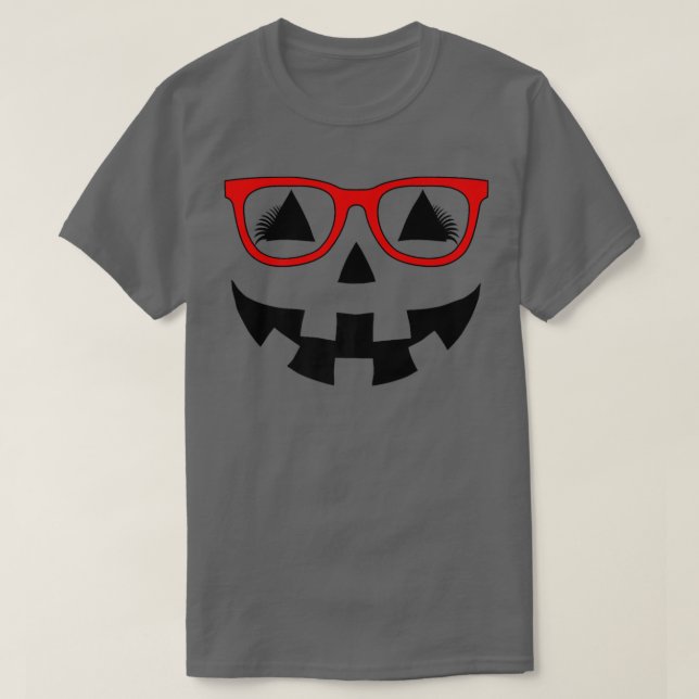 Jack O Lantern Pumpkin Face Red Glasses Lashes Hal T-Shirt (Design Front)
