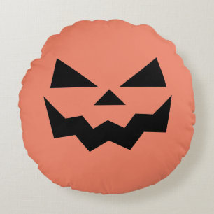 Jack-o-lantern pumpkin face round pillow