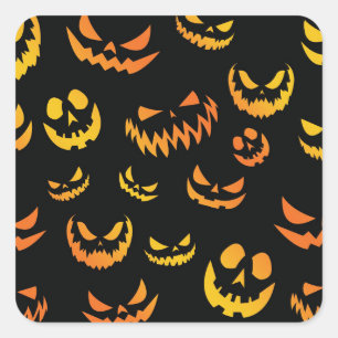 Jack O Lantern Pumpkin Face Square Sticker
