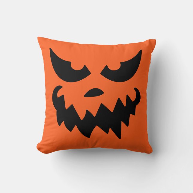 Jack O Lantern Pumpkin Face Throw Pillow (Front)