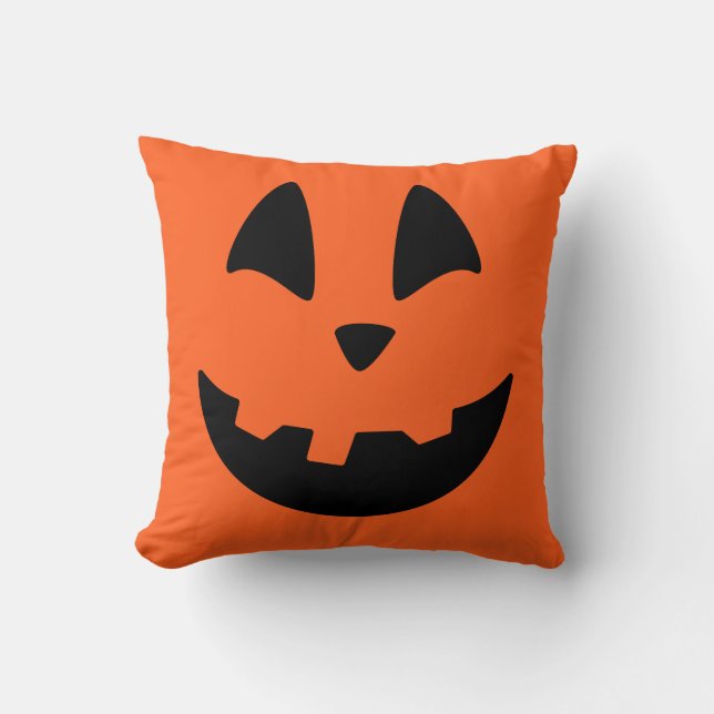 Jack O Lantern Pumpkin Face Throw Pillow (Front)