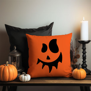 Jack O Lantern Pumpkin Face Throw Pillow