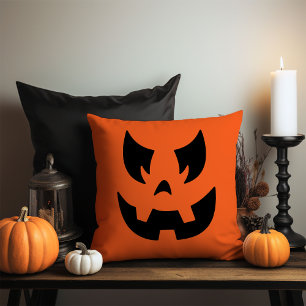 Jack O Lantern Pumpkin Face Throw Pillow