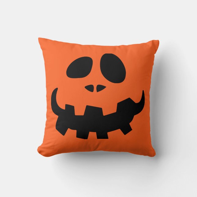 Jack O Lantern Pumpkin Face Throw Pillow (Front)