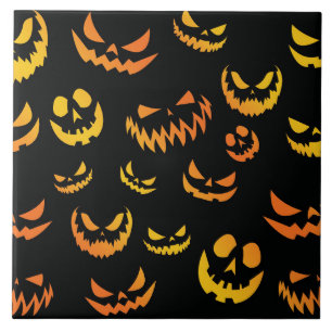 Jack O Lantern Pumpkin Face Tile
