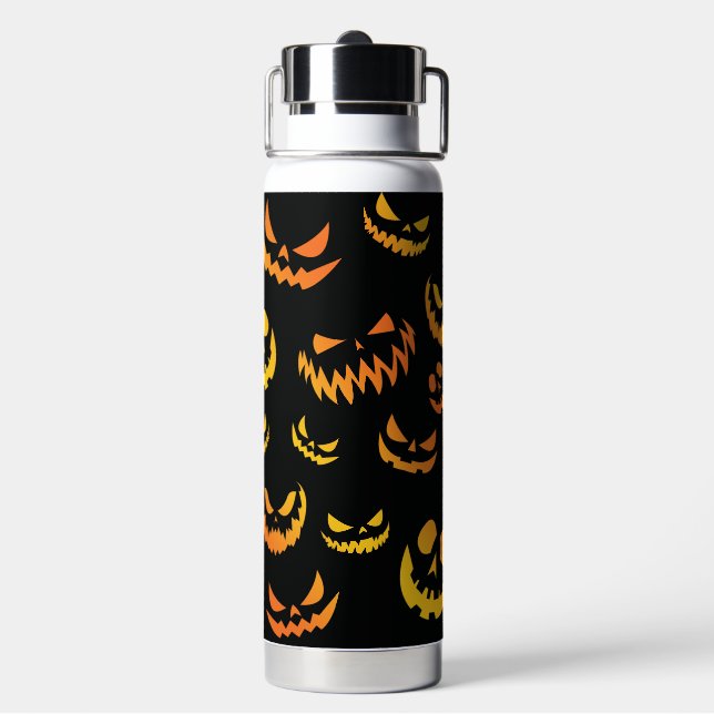 Jack O Lantern Pumpkin Face Water Bottle (Back)