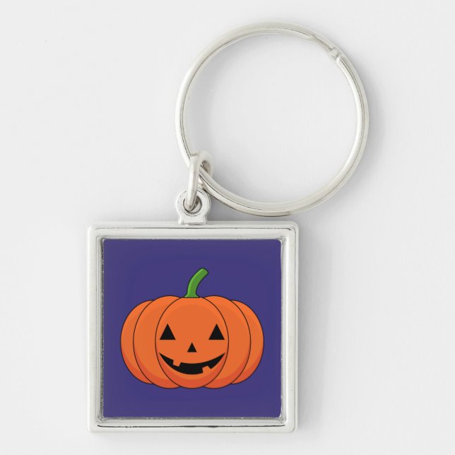 Jack-O'-Lantern Pumpkin Halloween Keychain (Front)