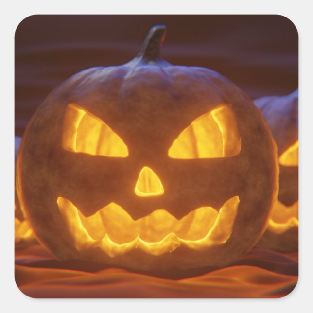 Jack O Lantern Pumpkin Halloween Square Sticker (Front)