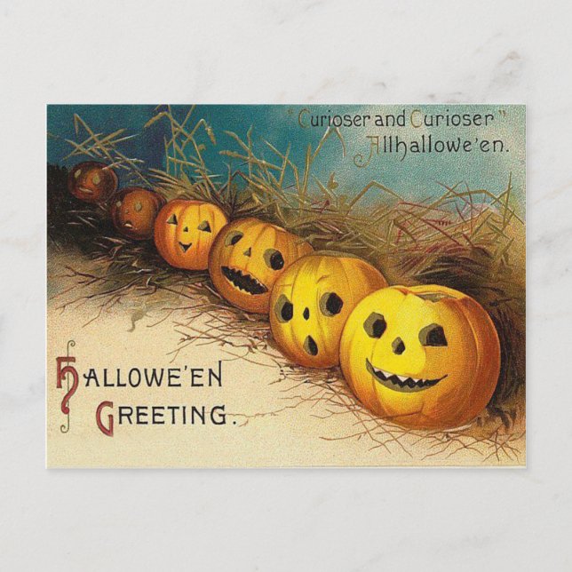 Jack O' Lantern Pumpkin Hay Field Postcard (Front)