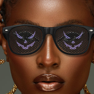 Jack O Lantern Pumpkin Purple & Black Halloween Retro Sunglasses