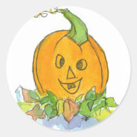 Jack-O-Lantern Pumpkin Watercolor Illustration